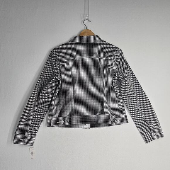 NEW Talbots Gingham Jacket Sz PM Black White Button Front Pockets Classic - Picture 7 of 14